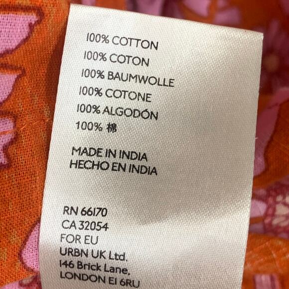 Free People Crop Top Womens Medium Orange Pink Floral Miss Daisy Smocked - Picture 10 of 11